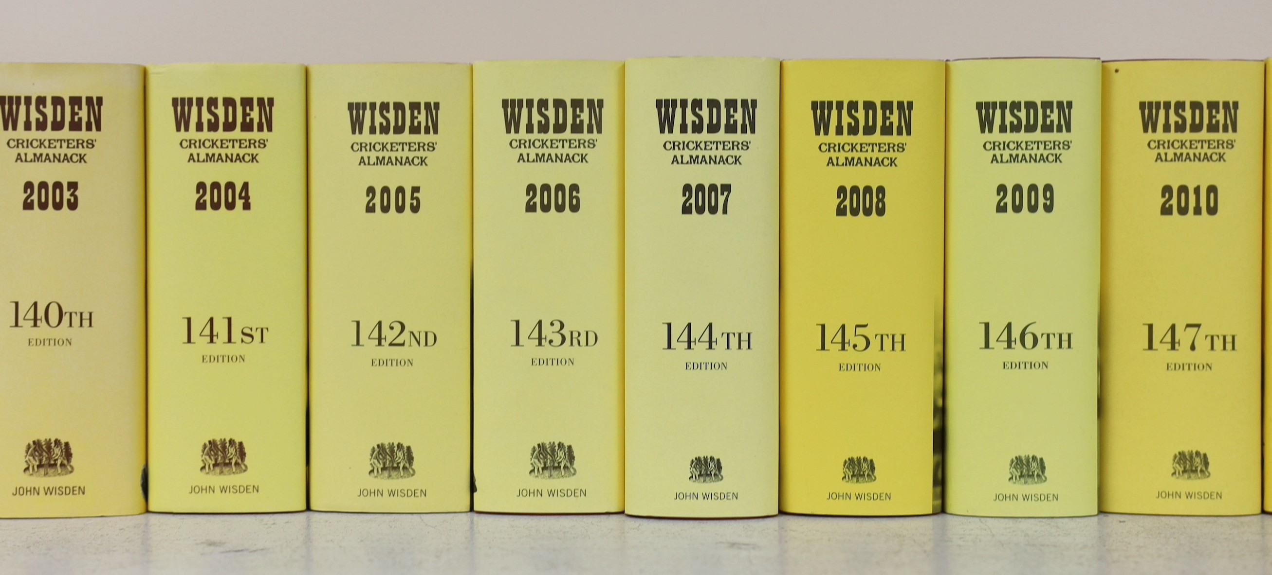 Wisden, John - Cricketers Almanack for the years 1975 (112th edition) - 2018 (155th edition), all hardbacks, with unclipped dust jackets. Together with - An Index to Wisden Cricketers’ Almanack 1864-1984 and Wisden ‘’Wha